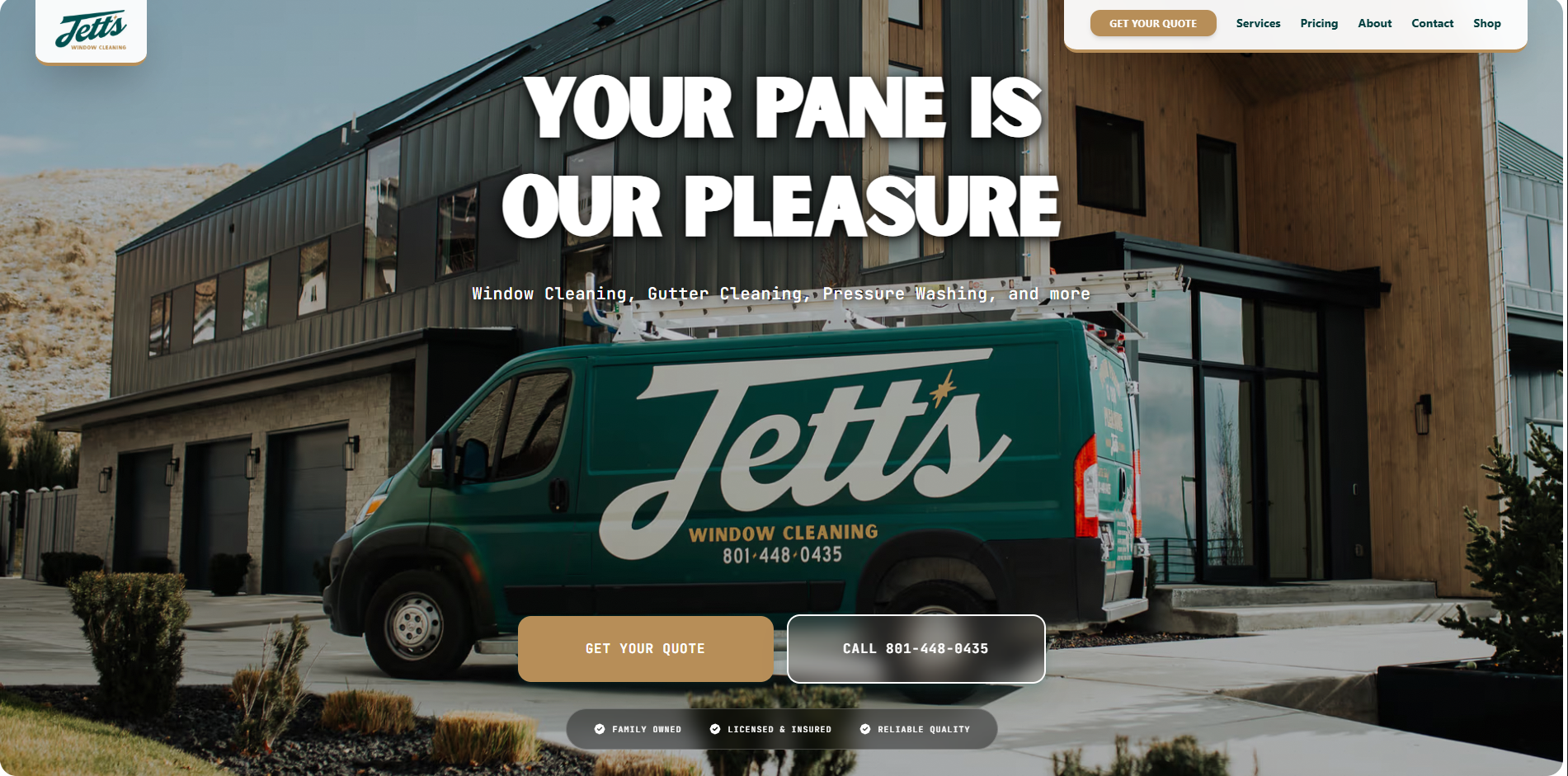 Jetts Windows homepage - desktop view